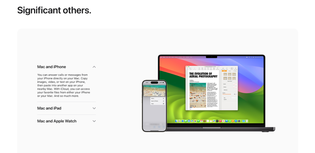 Image of an Apple laptop and iPhone. Heading reads "Significant others."